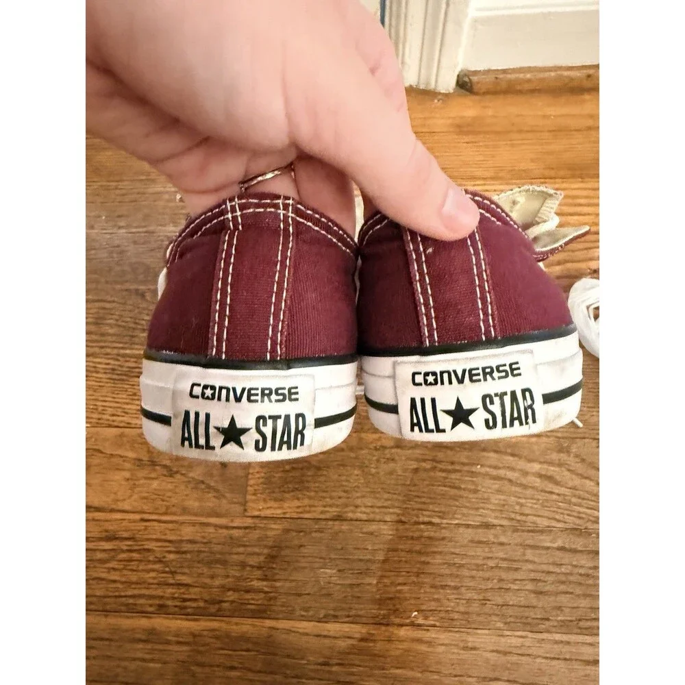 Converse All Star Burgundy Canvas Lace-Up Low Top Sneakers US 6.5 139794F